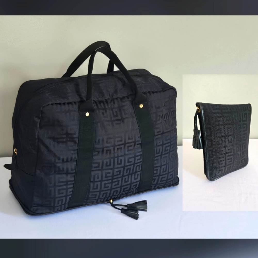 EVC Givenchy Monogram Packable Weekender Travel Bag – Black Nylon W/Tassels